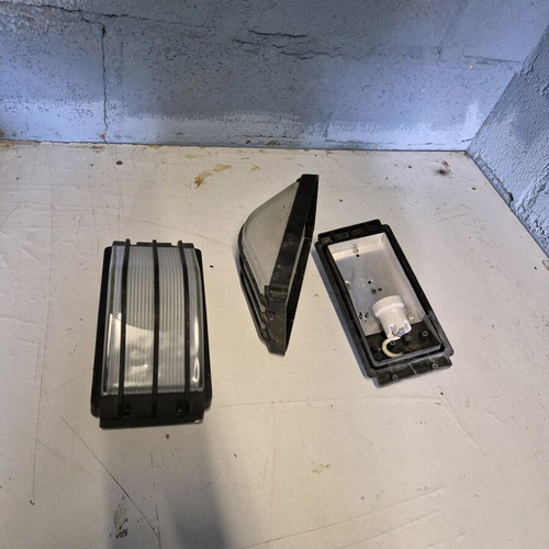 Wall lamps set of 3 used, glass look, 1 pendant 2 wall-mounted