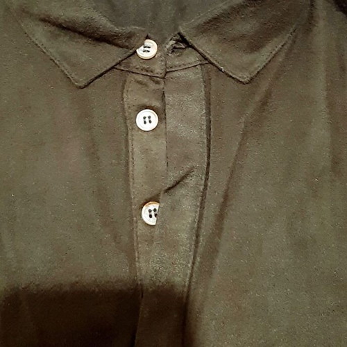 Zara short-sleeve polo shirt, small, dark khaki suede
