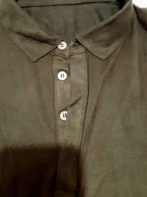 Zara short-sleeve polo shirt, small, dark khaki suede
