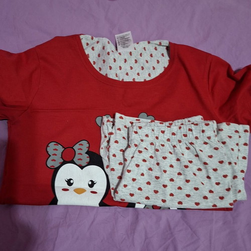 Summer pajamas set like new, cotton, size L, red