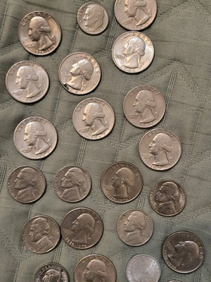 Old American dollars like new with Greek coin
