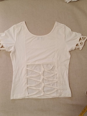 Didier Parakian beige elastic short-sleeve top like new, size S
