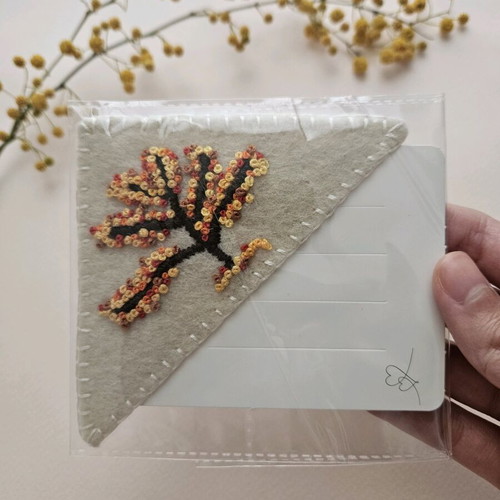 Handmade embroidered corner bookmark new