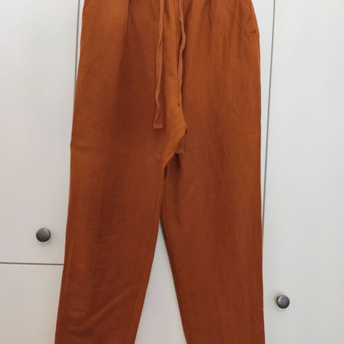 Oysho linen trouser XS, like new, brown-orange