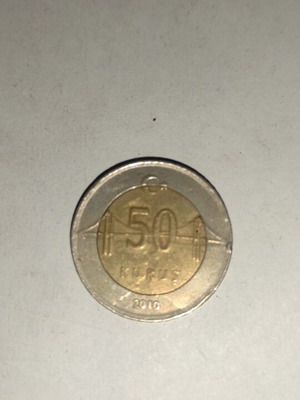 50 Kuruş Turkish coin used, minted 2010
