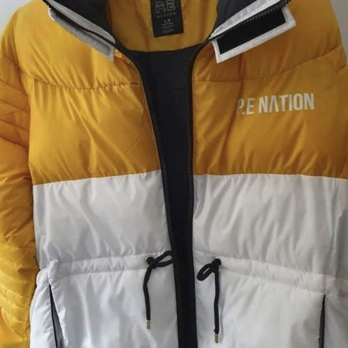 P.E Nation Full Court Jacket used women's winter parka white and yellow