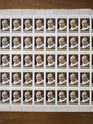Sheet of 50 Pope John XXIII stamps like new, Rwanda
