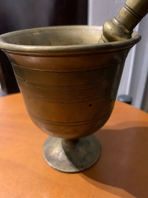 Traditional Brass Mortar with Pestle used, vintage