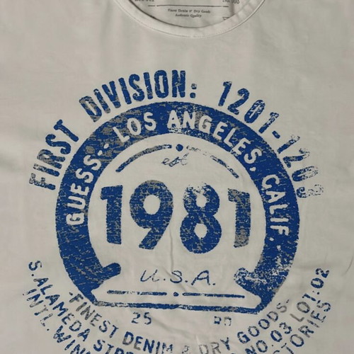 Guess Men T-Shirt white vintage print size M like new