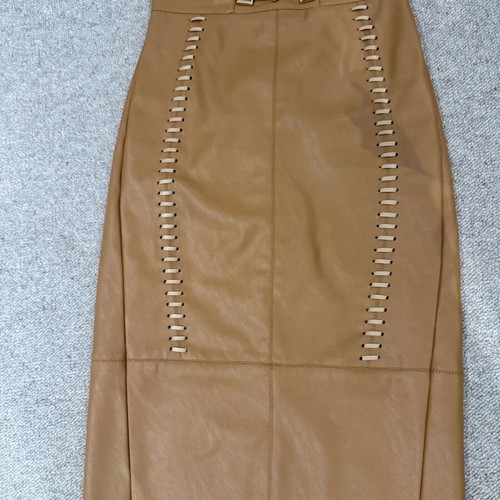 Elisabetta Franchi midi skirt like new, eco leather camel color
