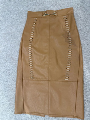 Elisabetta Franchi midi skirt like new, eco leather camel color