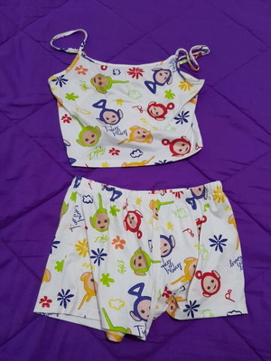 Teletubbies Shein summer pajamas set new, white colorful size S
