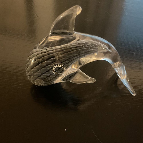 Murano crystal dolphin like new made of blown glass