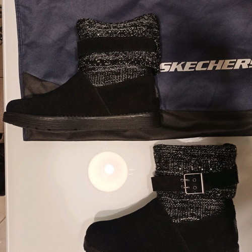 Skechers boots size 39.5 leather like new, black