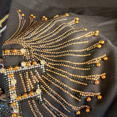 Women's black blouse with unique beaded sleeves Tatu size 42 like new