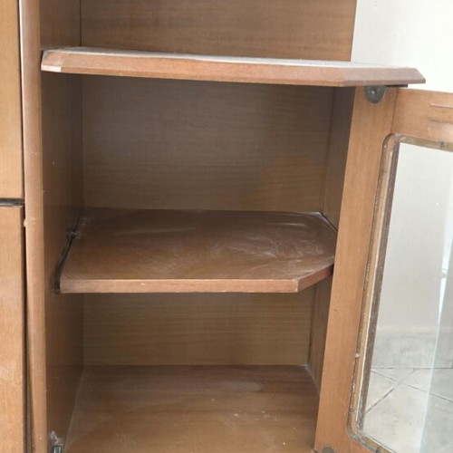Wooden TV unit with glass doors used, storage space