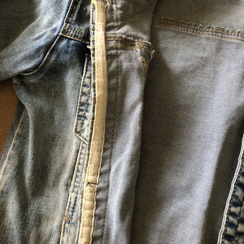 Women's denim jacket without collar, fitted model, light blue, size M