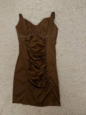 Paranoia dress brown-bronze with rhinestones and detachable sleeves like new