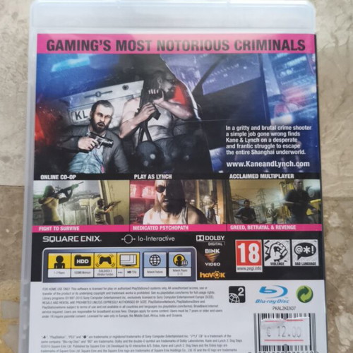 Kane and Lynch Dog Days 2 PS3 used in excellent condition