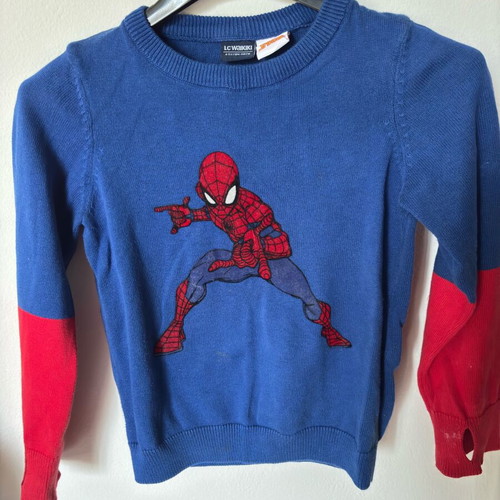 Spider-Man Sweater Lc Waikiki like new, size 4-5, blue and red