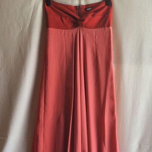 Aqua Colorblock Strapless Maxi Dress Coral Red Size S like new