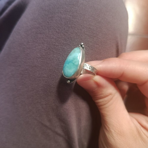 Stone ring new with vivid turquoise stone made in Spain