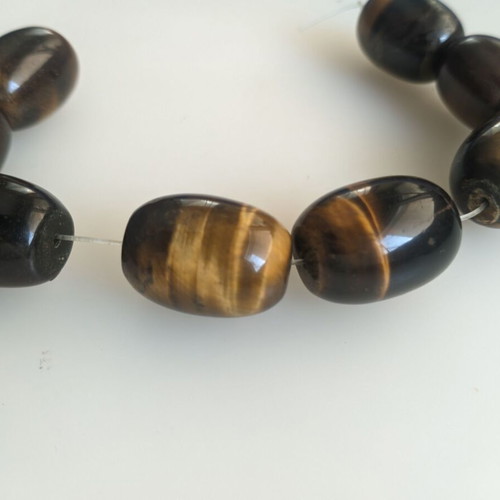 Tigereye beads large, pack of 8, 20x10mm, new
