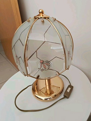 Vintage table lamp with metal frame and glass like new