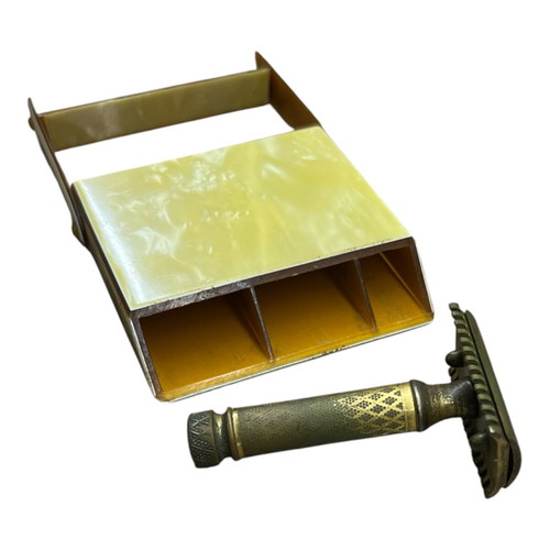 Vintage shaving set with bakelite box and Wilkinson blade used