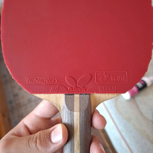 Ping Pong Racket with Butterfly Primorac Wood and Tenergy 80 Rubbers Like New