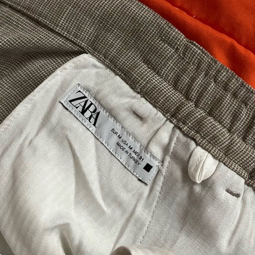 Zara Micro-Check Patterned Chino Pants, Size M