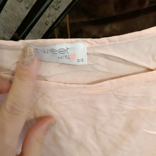 Tweet With Love blouse used, thin pink with elastic hem