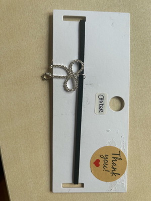 Choker new, black with decorative bow