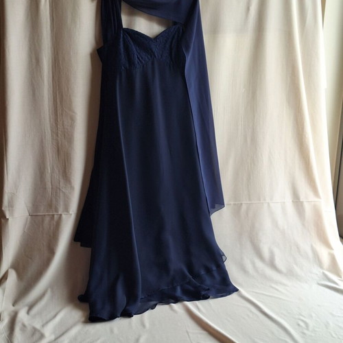 Navy Blue Evening Maxi Dress 3 Piece Set Medium, like new