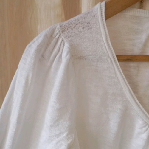 Naf Naf cardigan used, white, thin knit, 3/4 sleeve