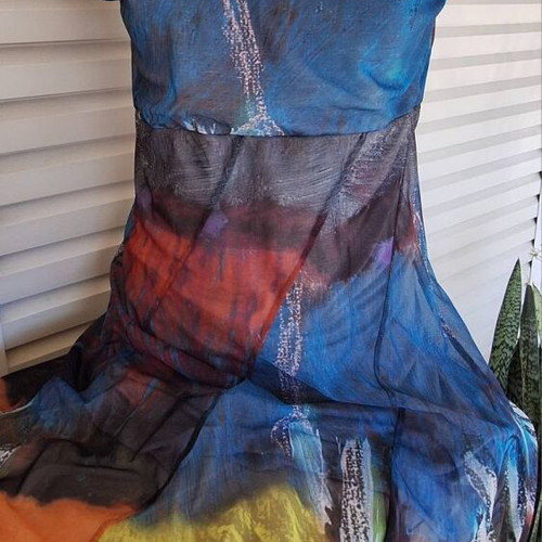 Dress Aventures des Toiles with artistic abstract print like new, XL