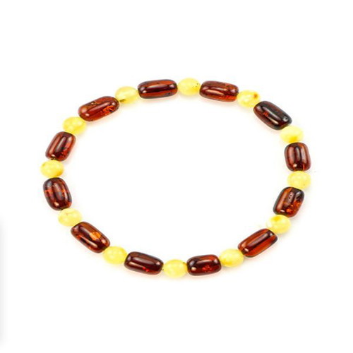 Bracelet made of genuine amber new with cognac cylinders and honey beads