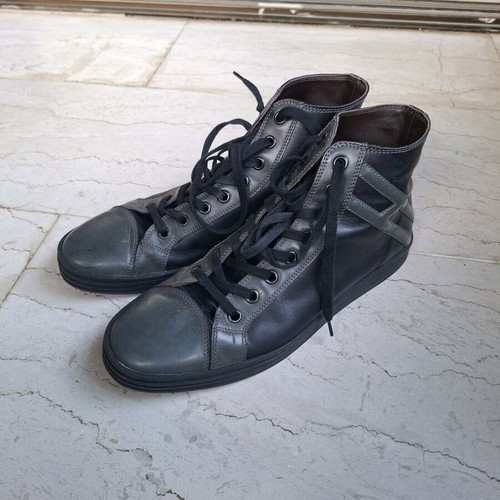Hogan Rebel leather boots like new, black and gray