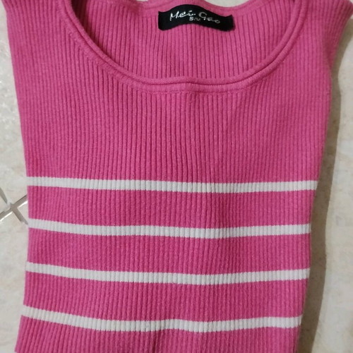 Pink striped blouse like new, size M