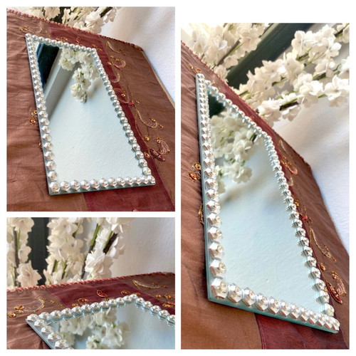 Decorative square mirror with rhinestones, like new