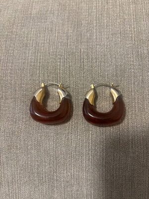 Tortoise earrings used with gold detail brown