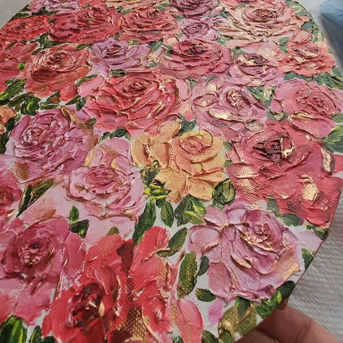 Painting with roses new, sculptural technique 50×30