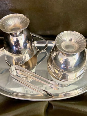 Silver-plated vintage serving set used