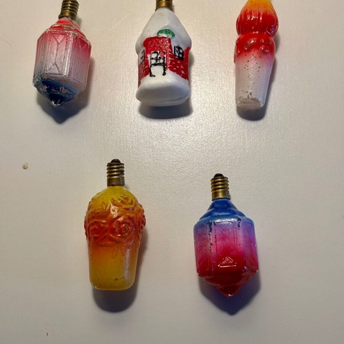 Christmas lights used, collectible set of 5, circa 1958