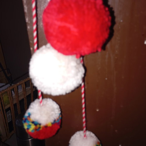 Martenichka for hanging used, traditional style with large pompoms