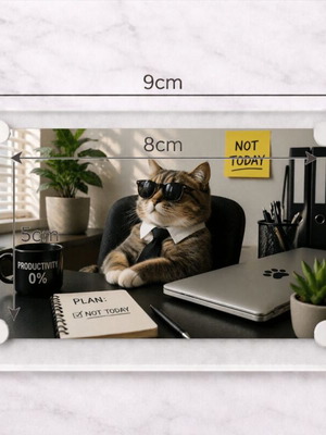 Ακρυλικό Μαγνητάκι ψυγείου Productivity 0 Cat Office Meme καινούργιο
