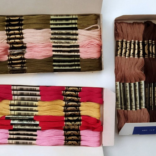 DMC Embroidery Floss Set 60 Pieces New with Fabrics