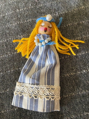 Doll pin new, handmade with fabrics and beads