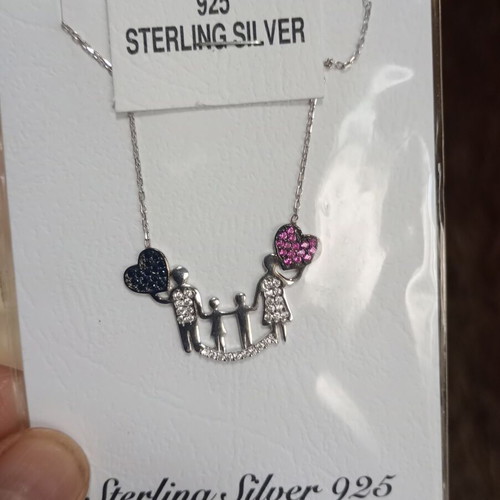 Family pendant sterling silver with zirconia new