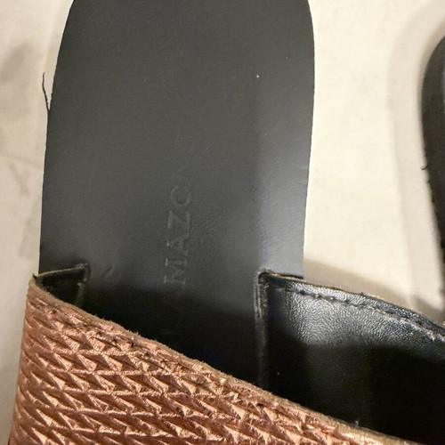Glamazons leather sandals, black and gold, size 37
